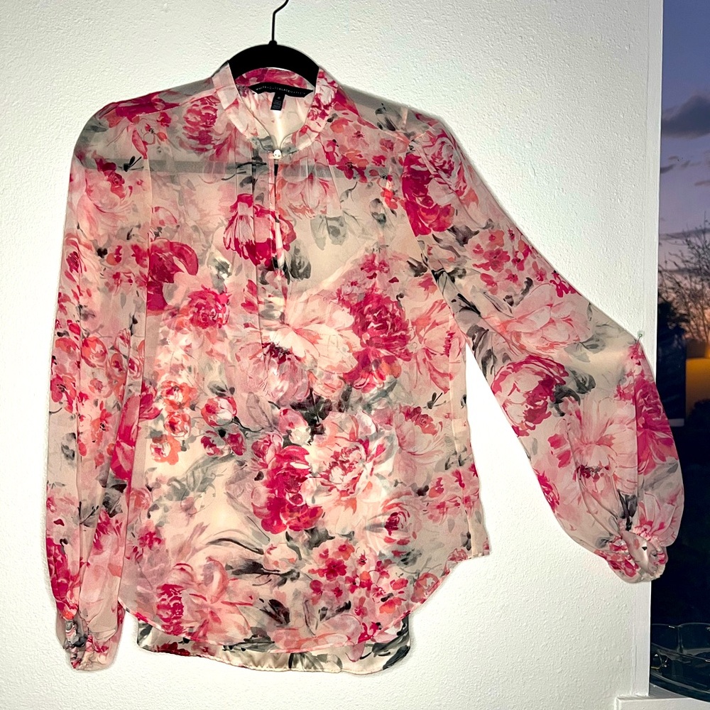 Pink Floral Blouse & Cami Set